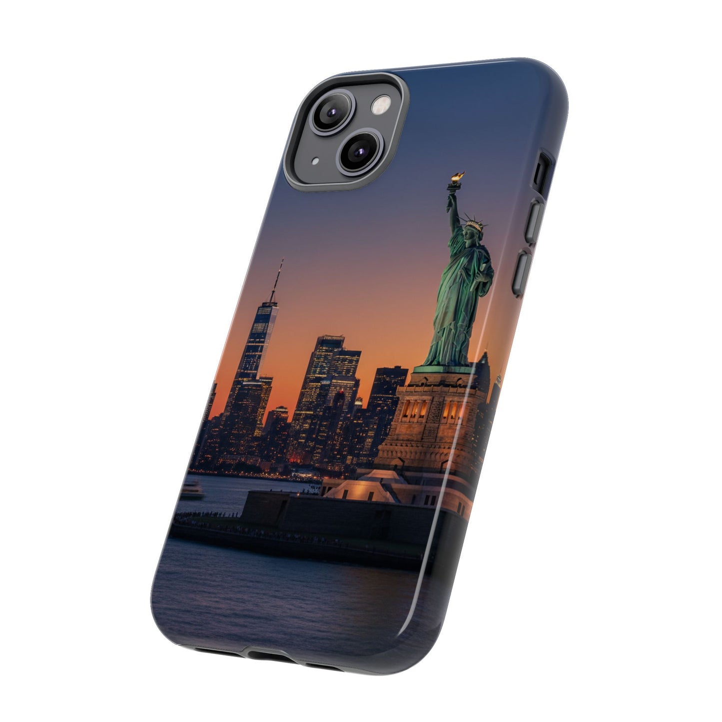 Statue of Liberty Sunset Phone Case – New York City Skyline Travel Aesthetic Tough Case