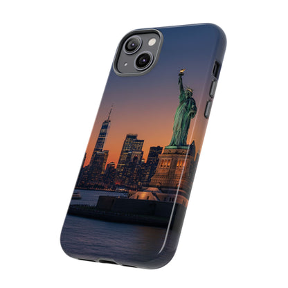 Statue of Liberty Sunset Phone Case – New York City Skyline Travel Aesthetic Tough Case