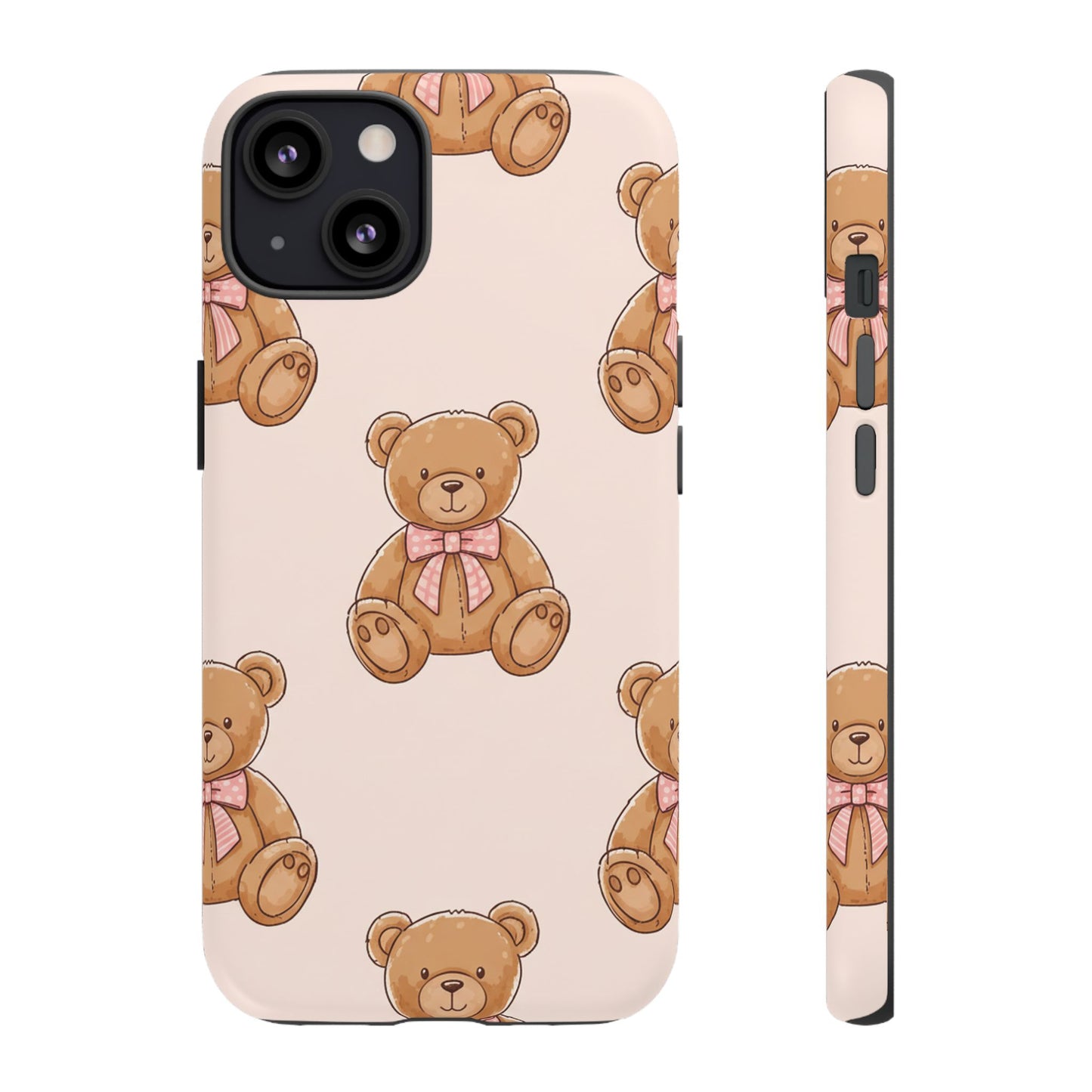 Teddy Bear Phone Case | Cute Coquette Aesthetic Pink Bear Pattern Case | Kawaii Soft Girl iPhone & Samsung Tough Protective Case