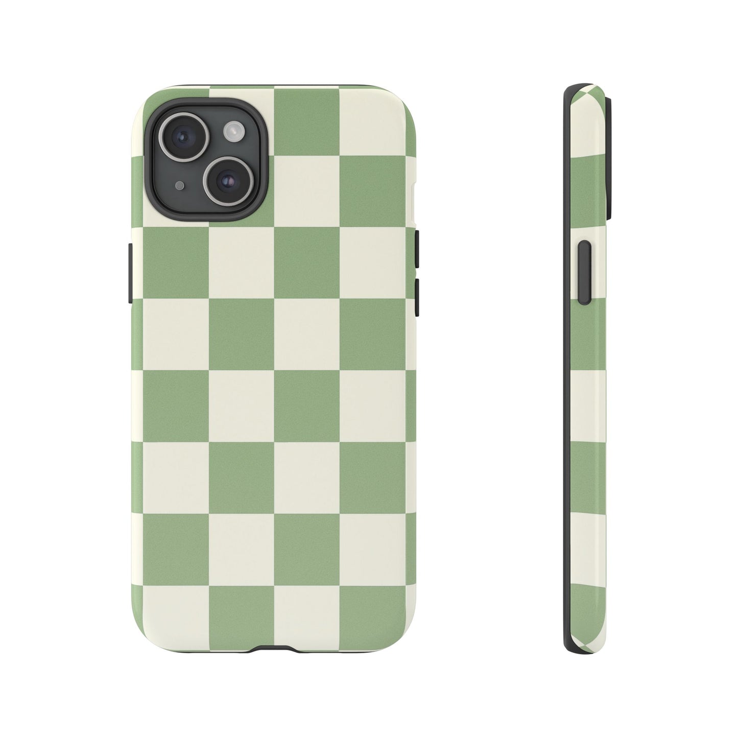 Sage Green Checkerboard Phone Case | Minimal Aesthetic Checkered iPhone & Samsung Tough Case