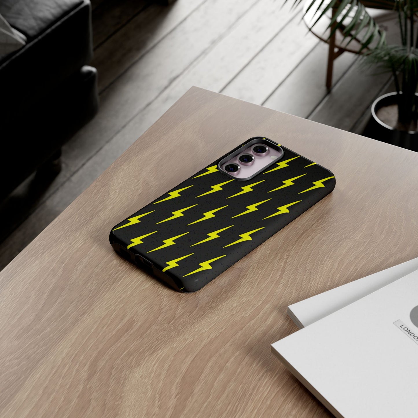 Yellow Lightning Bolt Tough Phone Case | Bold Electric Pattern Case for Iphone, Samsung Galaxy and Pixel