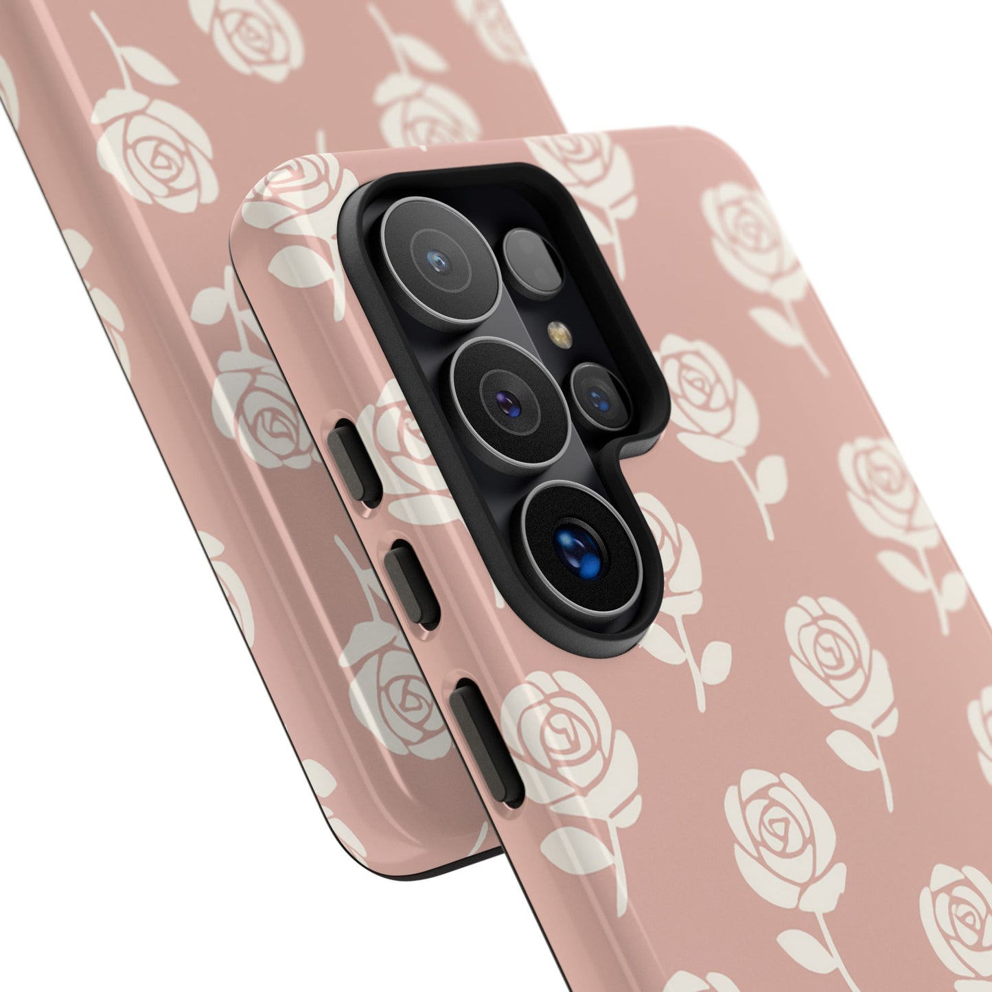 White Rose Pattern Tough Phone Case | Elegant Floral Aesthetic Case for Iphone, Samsung Galaxy and Pixel