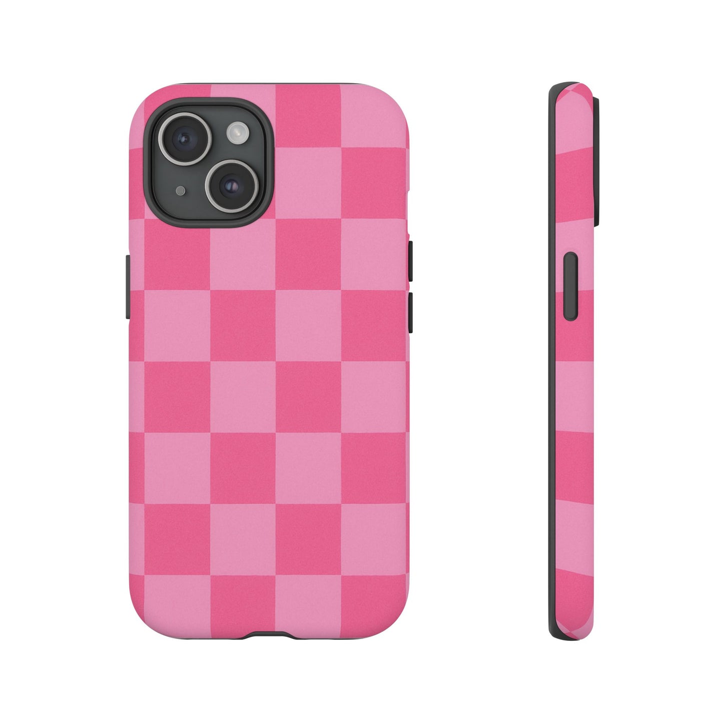 Pink Checkerboard Phone Case | Cute Aesthetic Checkered iPhone & Samsung Tough Case