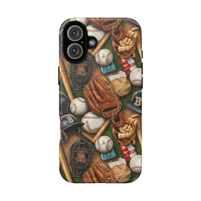 Baseball Gear Collage Phone Case – Vintage Baseball Equipment Sports Tough Case