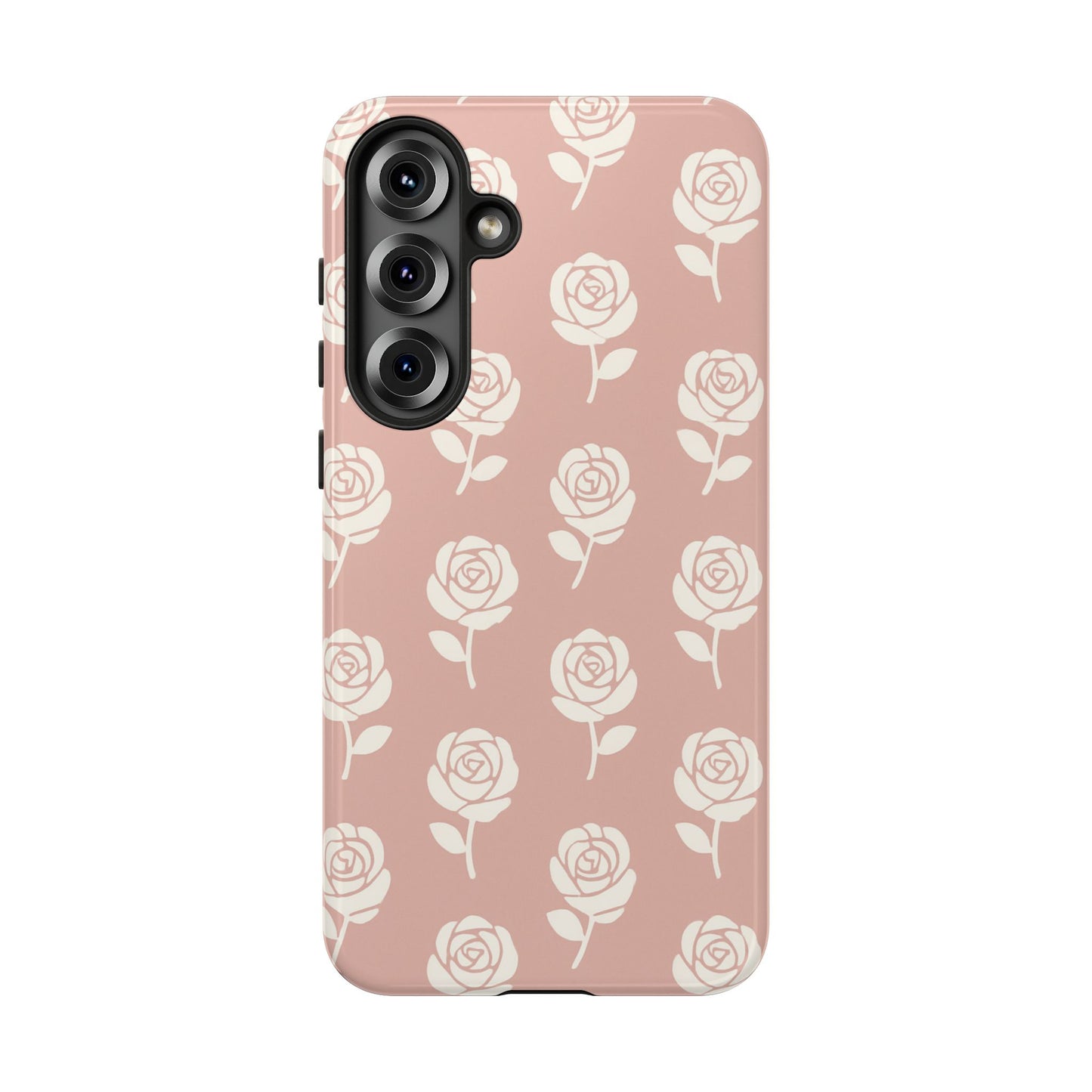 White Rose Pattern Tough Phone Case | Elegant Floral Aesthetic Case for Iphone, Samsung Galaxy and Pixel