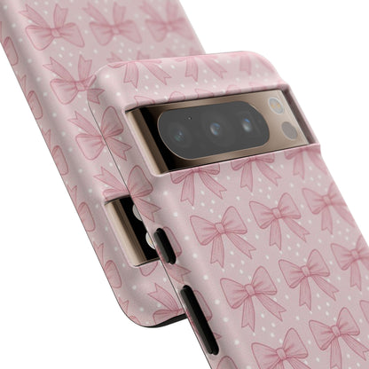 Pink Bow Pattern Phone Case – Soft Coquette Aesthetic Tough Case