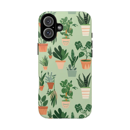 Plant Lover Phone Case | Cute Potted Plants Pattern | Botanical Aesthetic Tough Case