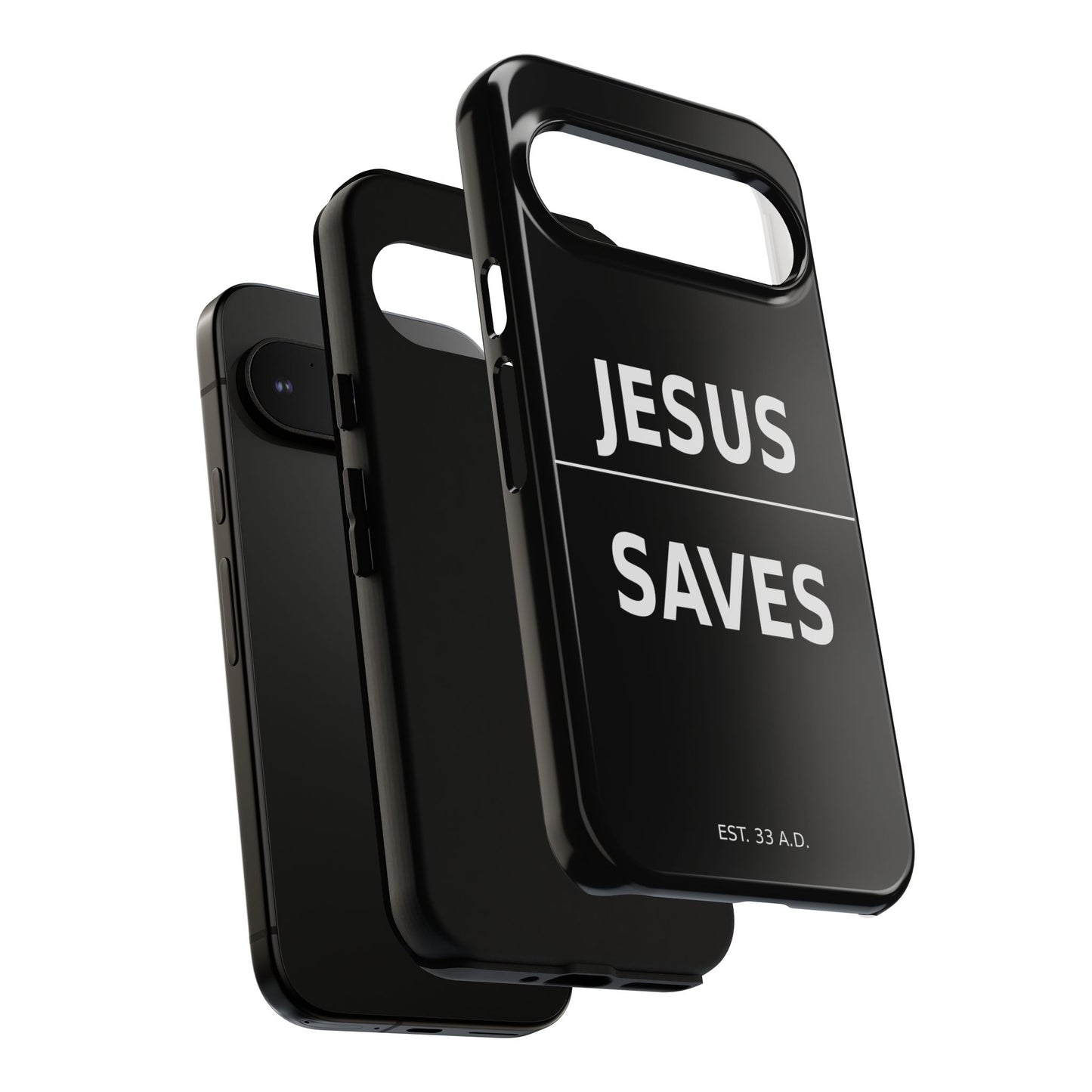 Jesus Saves Phone Case Christian Religious Minimalist Black Tough Cover
