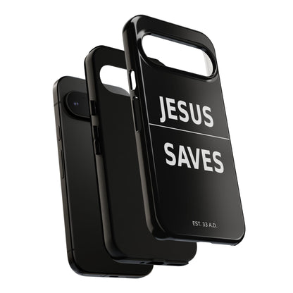 Jesus Saves Phone Case Christian Religious Minimalist Black Tough Cover