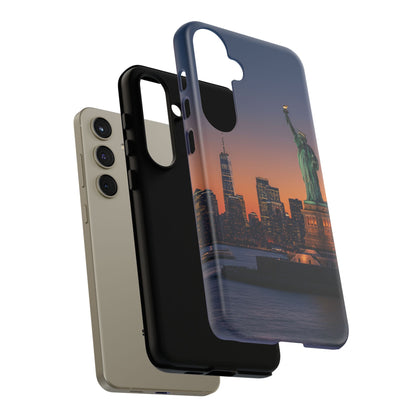 Statue of Liberty Sunset Phone Case – New York City Skyline Travel Aesthetic Tough Case