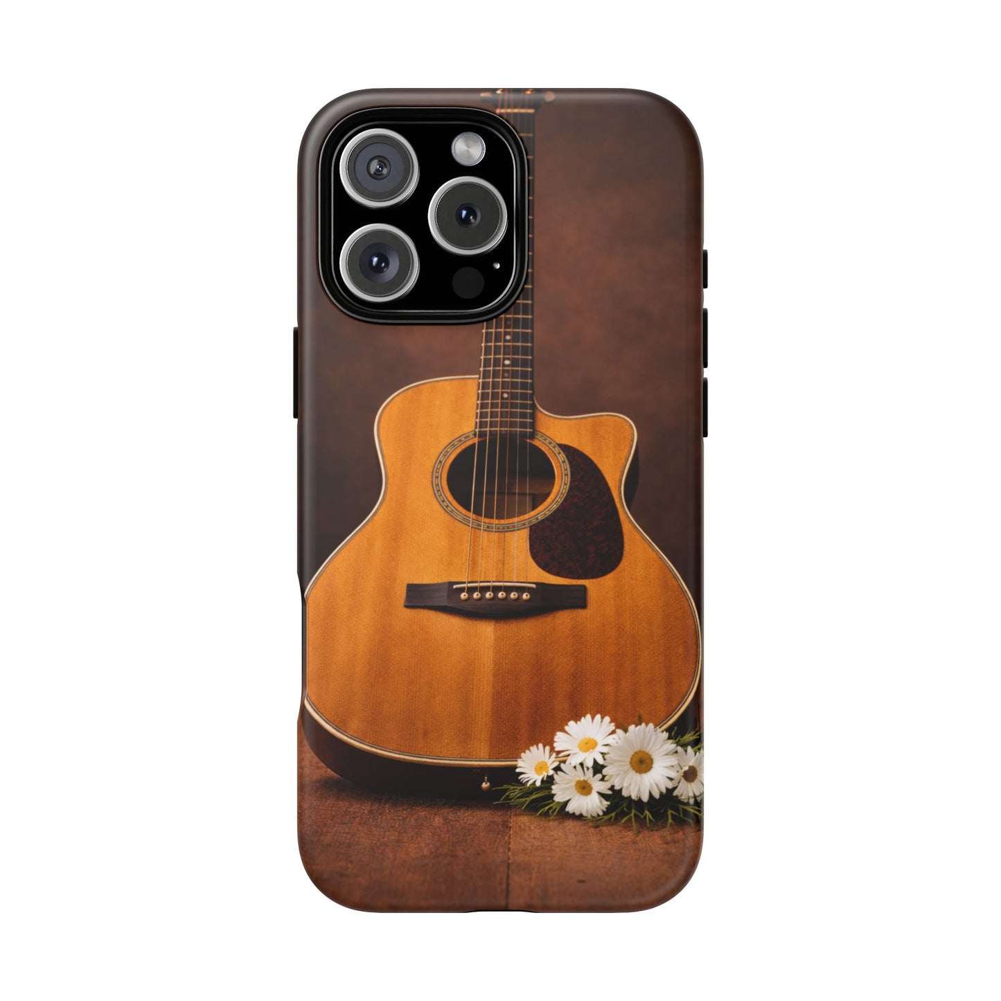 Acoustic Guitar Daisy Phone Case | Rustic Music Lover Tough Cover