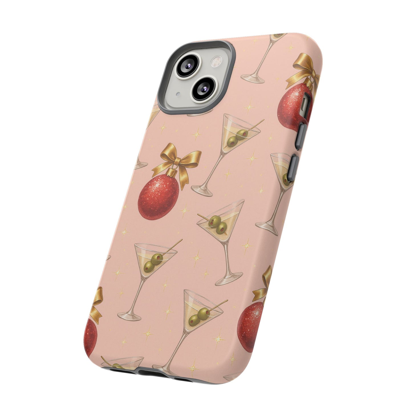 Cocktail Ornament Phone Case – Pink Martini & Cherry Pattern | Glossy or Matte for Iphone, Samsung Galaxy and Pixel