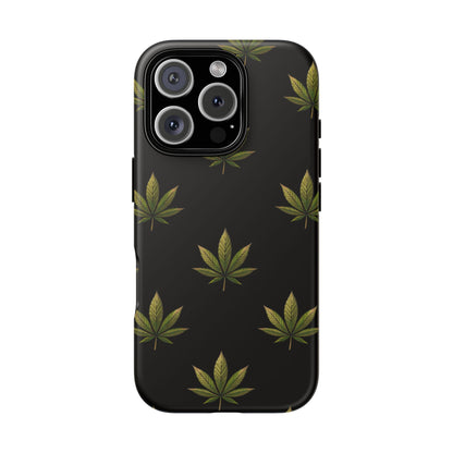 Cannabis Leaf Phone Case Green Weed Leaf Pattern Tough Protective Cover
