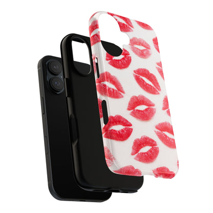 Red Lipstick Kiss Phone Case – Sexy Lip Print Pattern Tough Protective Cover