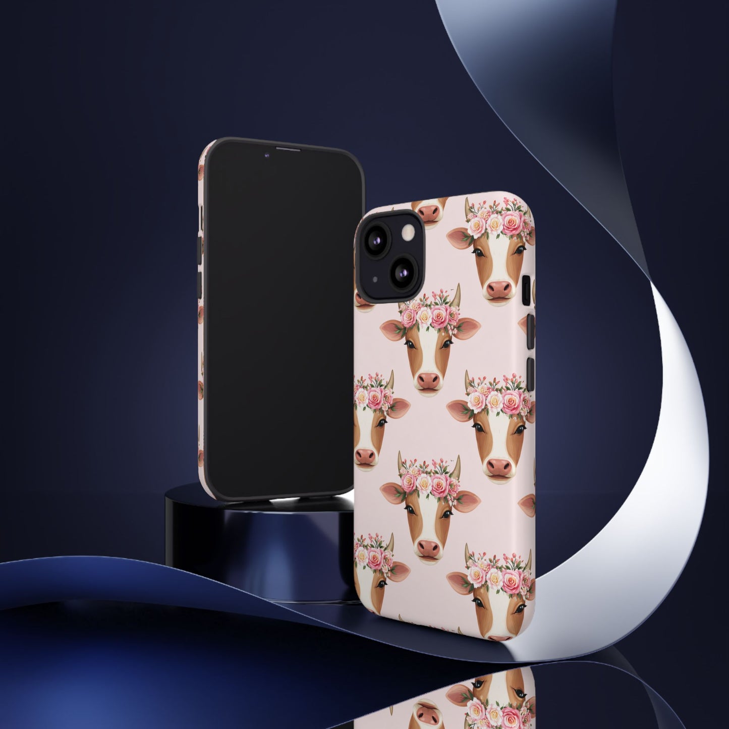 Floral Cow Phone Case – Cute Pink Cow Print Tough Protective Case for Iphone, Samsung Galaxy and Pixel