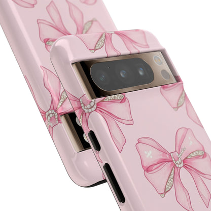 Pink Bow Pattern Phone Case | Coquette Aesthetic Tough Protective Case