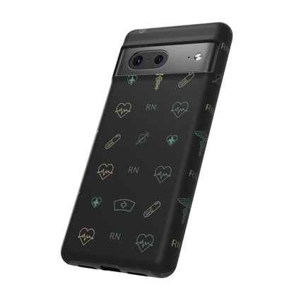RN Nurse Phone Case – Minimal Medical Icon Pattern Healthcare Worker Tough Case