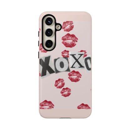 XOXO Kiss Print Phone Case | Coquette Valentine Aesthetic | Cute Pink Lipstick Kiss Tough Case for iPhone & Samsung