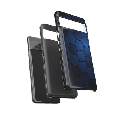 Blue Hexagon Gradient Phone Case | Honeycomb Geometric Tech Aesthetic | Minimalist Tough Case for iPhone & Samsung