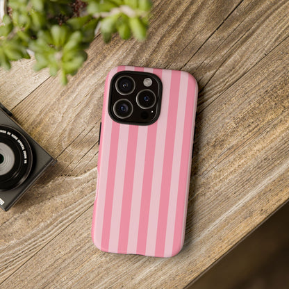 Pink Stripe Phone Case – Pastel Coquette Aesthetic Tough Protective Case