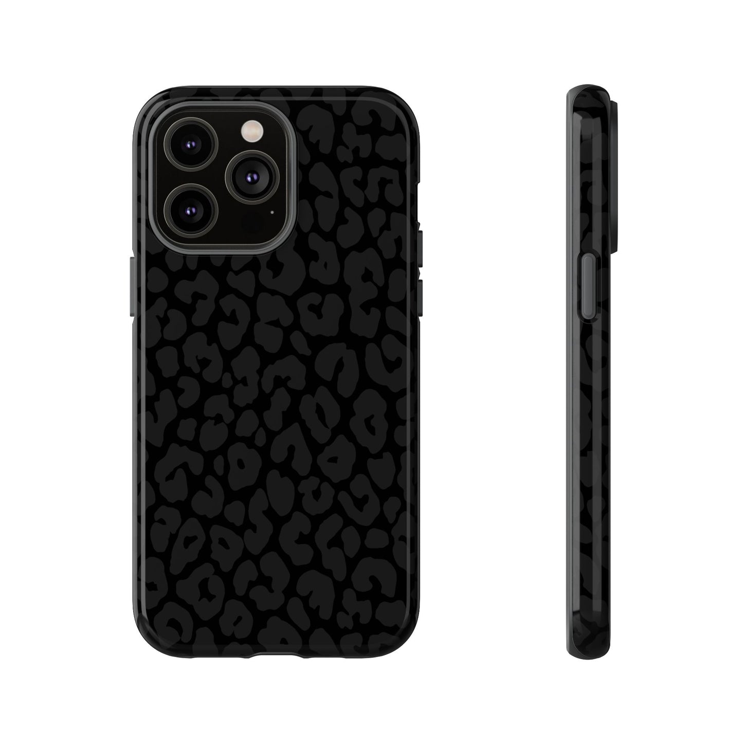 Black Leopard Phone Case | Black on Black Leopard Print Tough iPhone & Samsung Case | Matte or Glossy Protective Cover