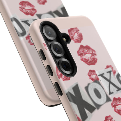 XOXO Kiss Print Phone Case | Coquette Valentine Aesthetic | Cute Pink Lipstick Kiss Tough Case for iPhone & Samsung