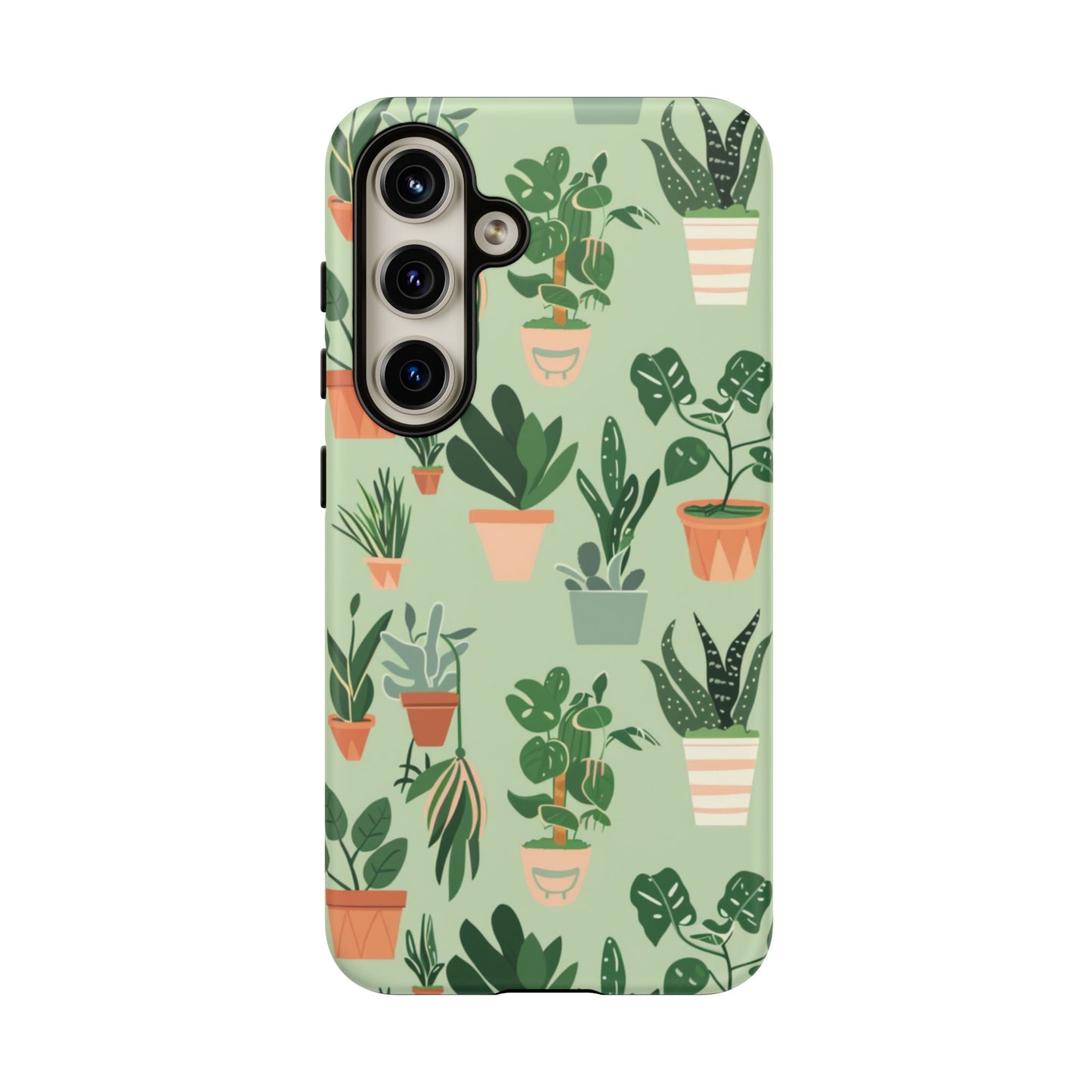 Plant Lover Phone Case | Cute Potted Plants Pattern | Botanical Aesthetic Tough Case