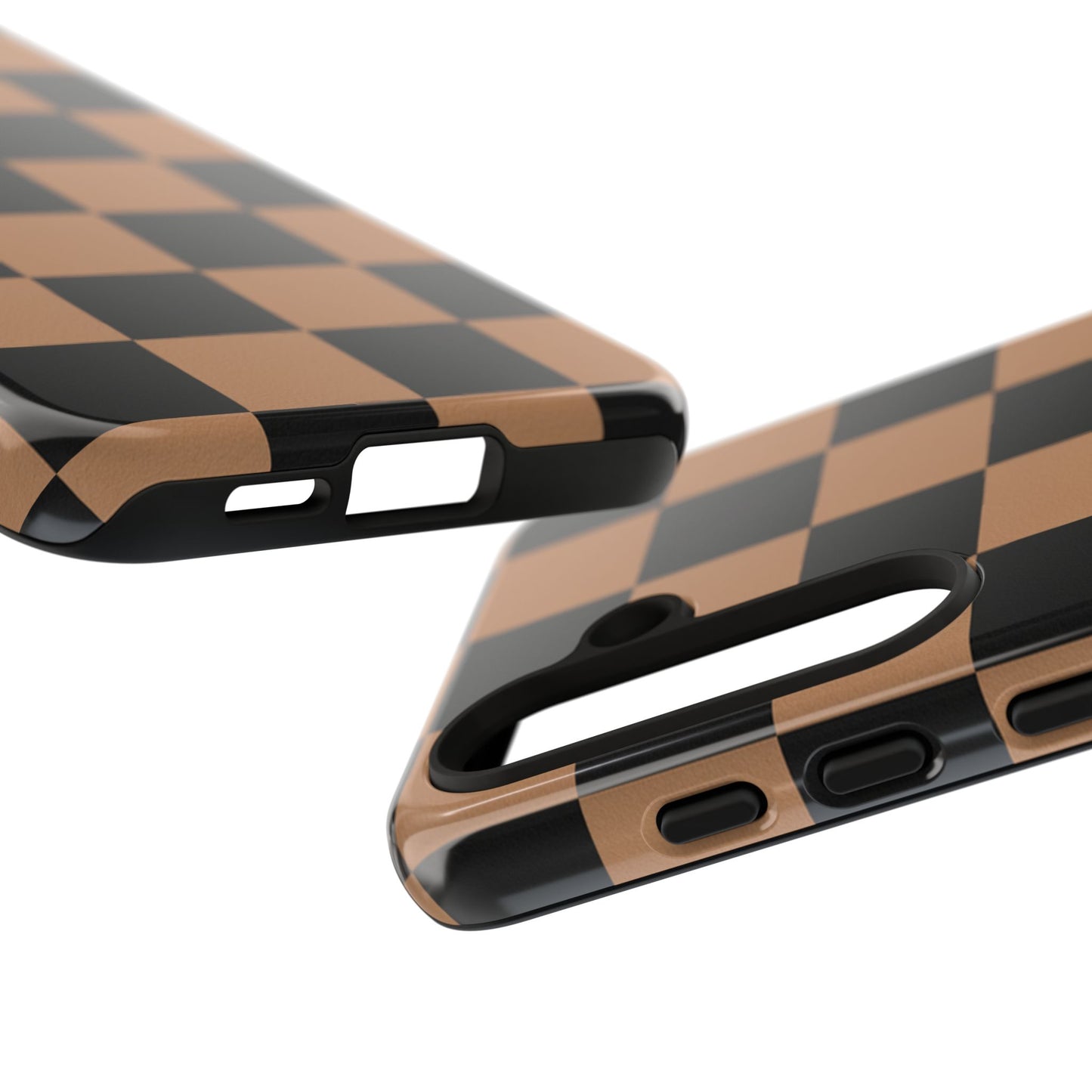 Brown Checkered Phone Case | Aesthetic Checkerboard iPhone & Samsung Tough Case
