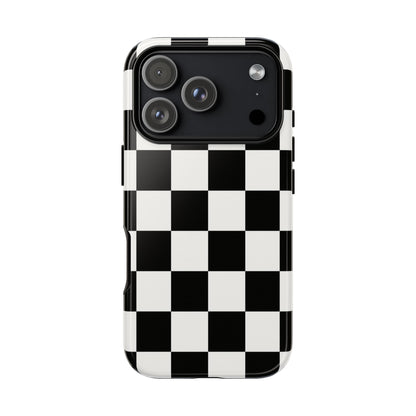 Black & White Checkerboard Phone Case – Classic Aesthetic Tough Protective Case for Iphone, Samsung Galaxy and Pixel