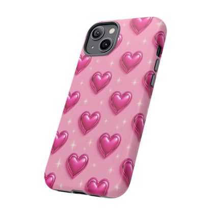 Pink Heart Pattern Phone Case | Tough Protective Case for Iphone, Samsung Galaxy and Pixel
