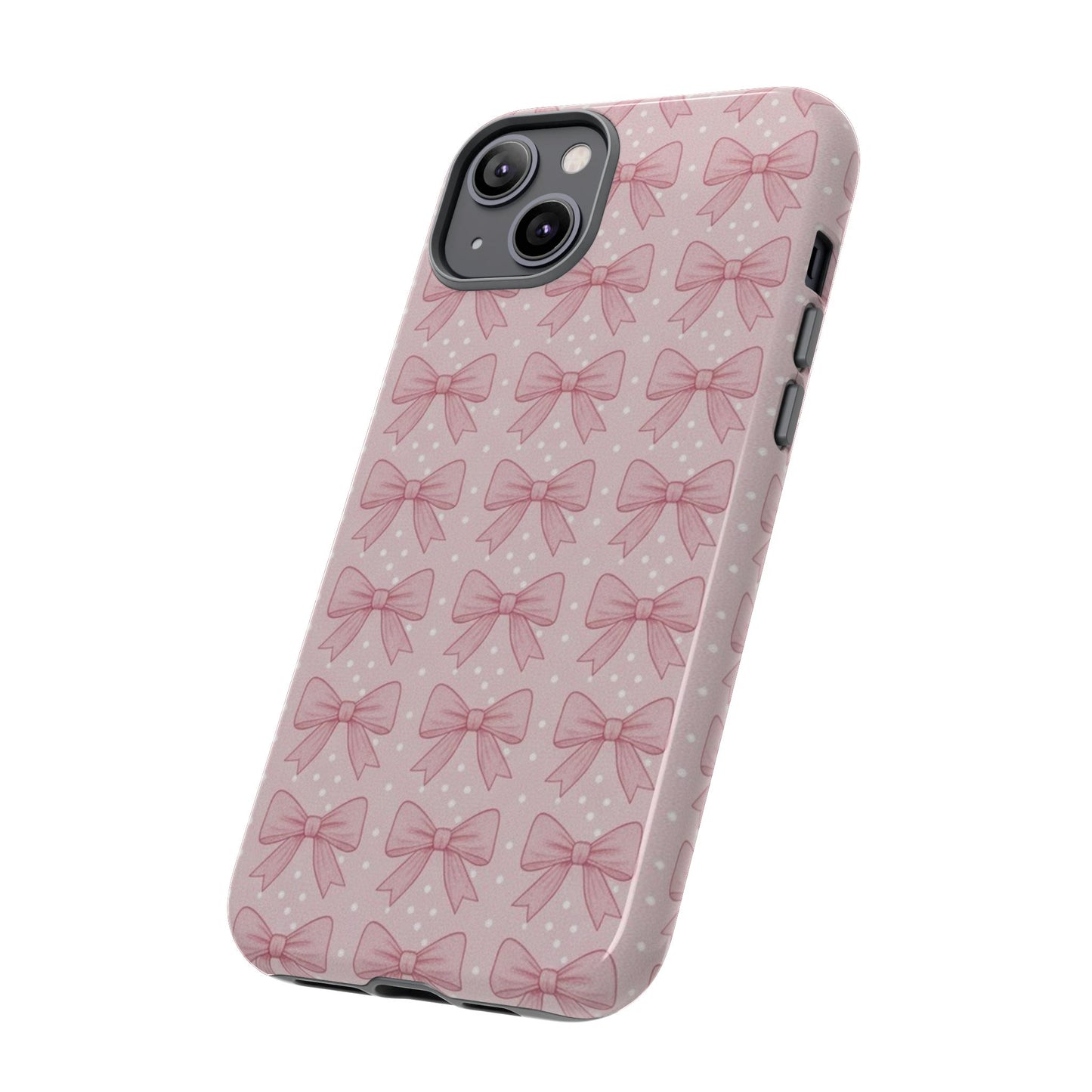 Pink Bow Pattern Phone Case – Soft Coquette Aesthetic Tough Case
