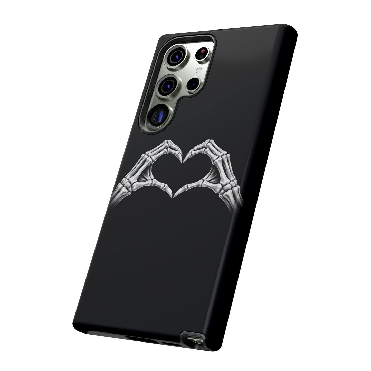 Skeleton Hands Heart Phone Case | Gothic Black Protective Cover