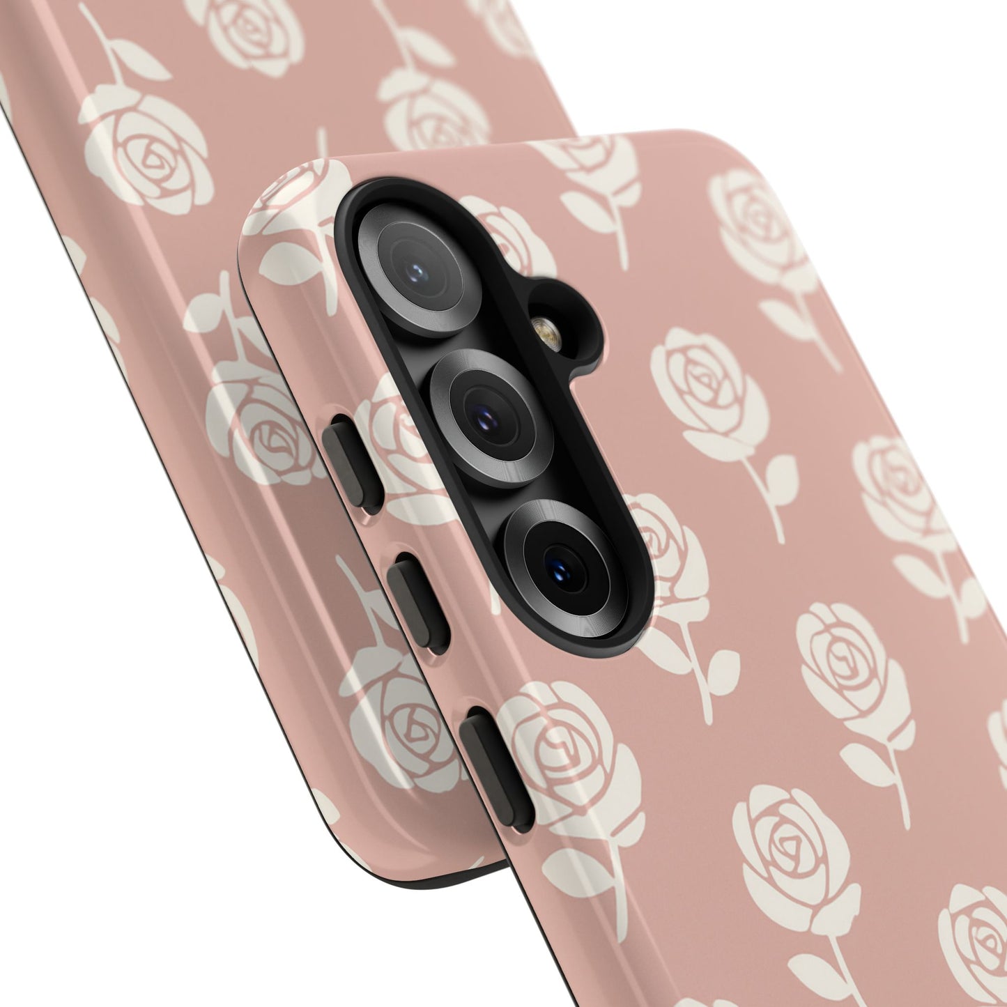 White Rose Pattern Tough Phone Case | Elegant Floral Aesthetic Case for Iphone, Samsung Galaxy and Pixel