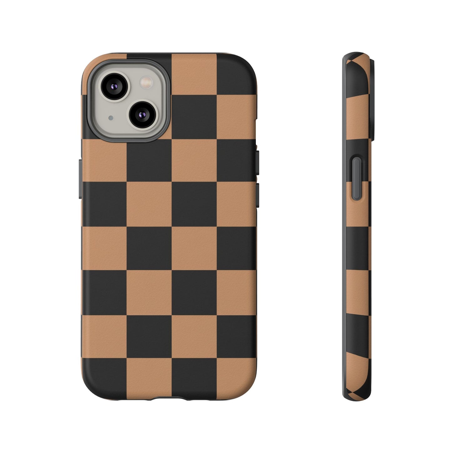 Brown Checkered Phone Case | Aesthetic Checkerboard iPhone & Samsung Tough Case