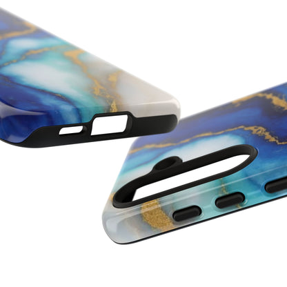 Blue & Gold Marble Phone Case – Luxury Resin Art Tough Case (iPhone, Samsung, Pixel)