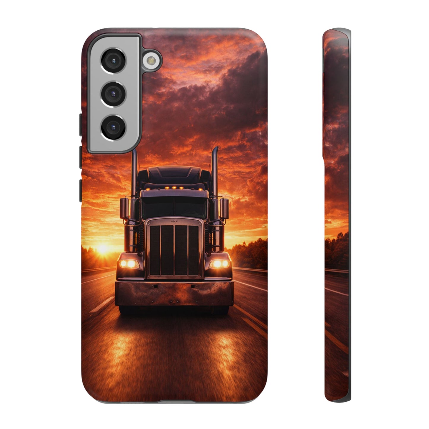 Big Rig Truck Phone Case Sunset Highway Semi Truck iPhone Samsung Cover