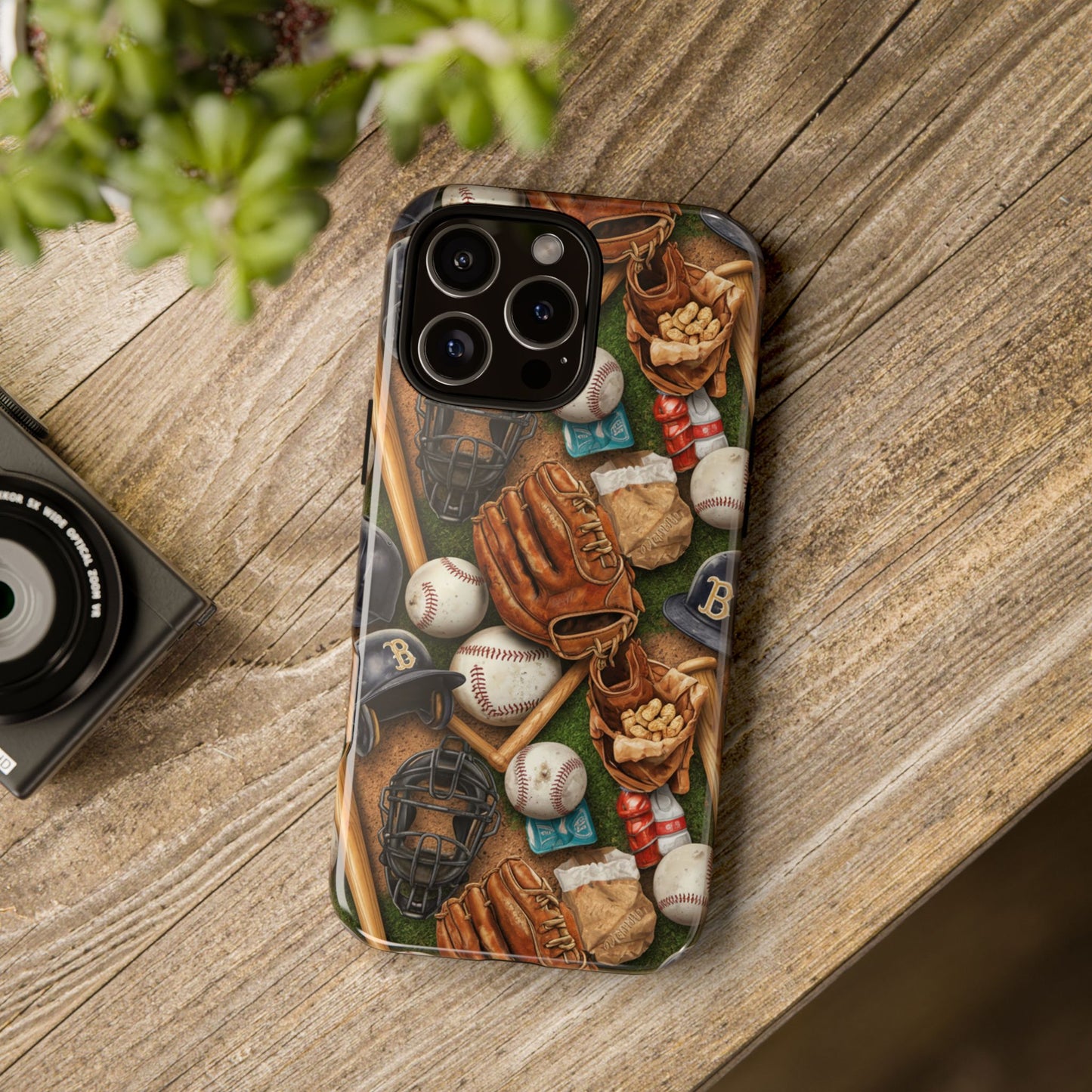 Baseball Gear Collage Phone Case – Vintage Baseball Equipment Sports Tough Case