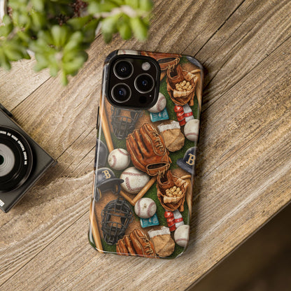 Baseball Gear Collage Phone Case – Vintage Baseball Equipment Sports Tough Case