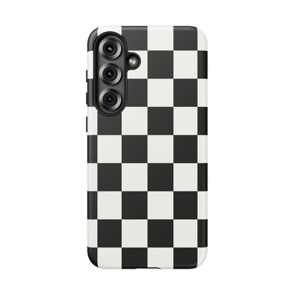 Black & White Checkerboard Phone Case – Classic Aesthetic Tough Protective Case for Iphone, Samsung Galaxy and Pixel