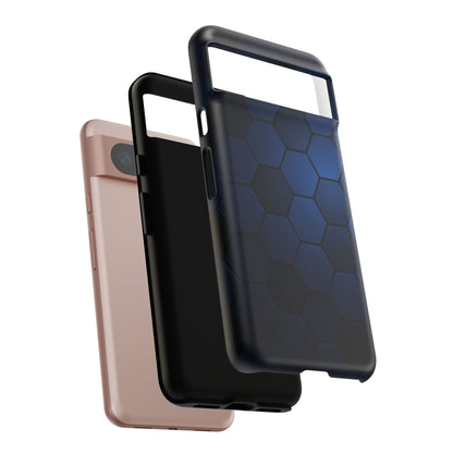 Blue Hexagon Gradient Phone Case | Honeycomb Geometric Tech Aesthetic | Minimalist Tough Case for iPhone & Samsung