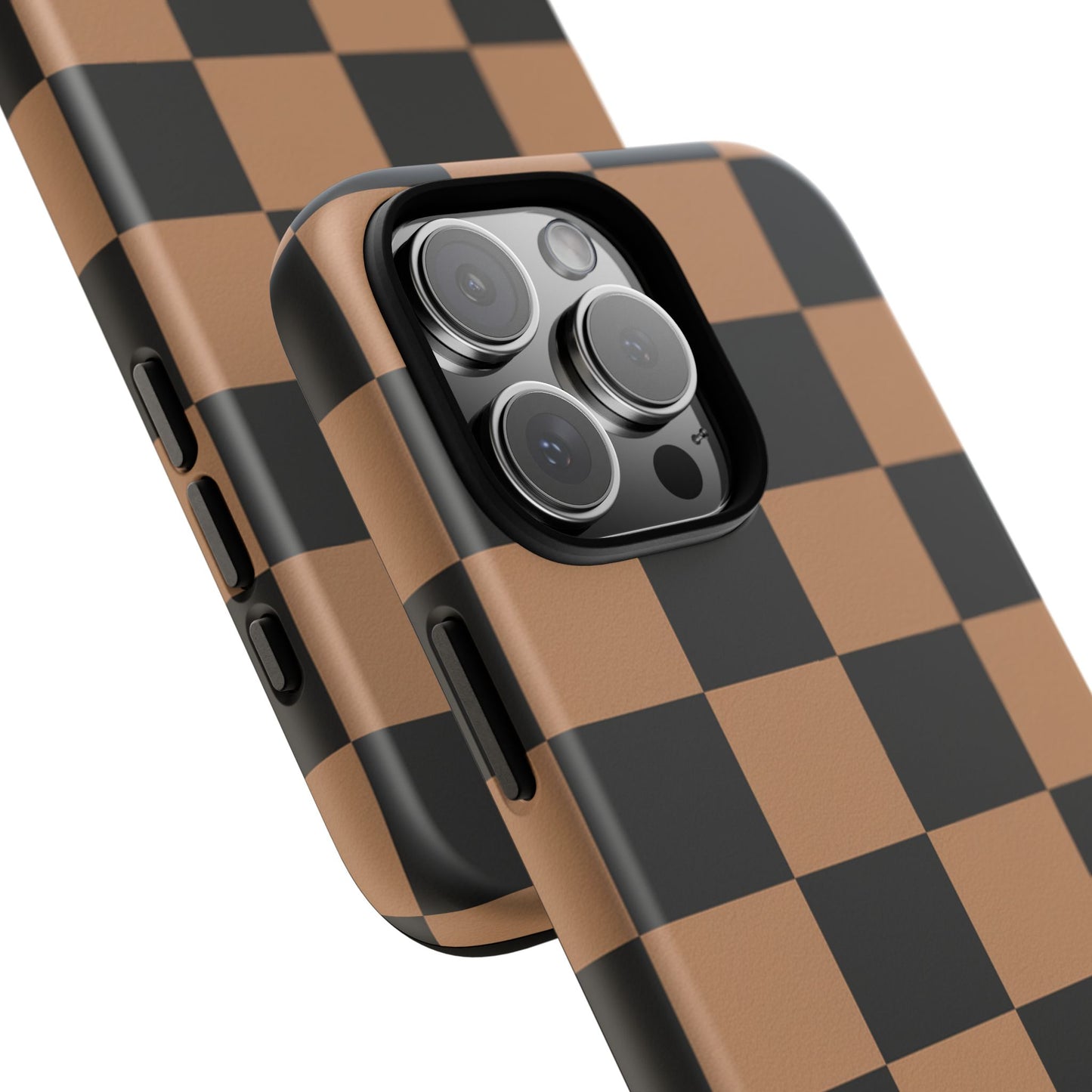 Brown Checkered Phone Case | Aesthetic Checkerboard iPhone & Samsung Tough Case