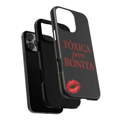 Toxica Pero Bonita Phone Case, Latina Quote Case, Red Lips Aesthetic, Spanish Saying Case, Trendy Tough Cover