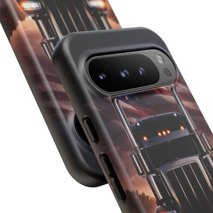 Semi Truck Phone Case American Flag Big Rig Trucker Gift iPhone Samsung