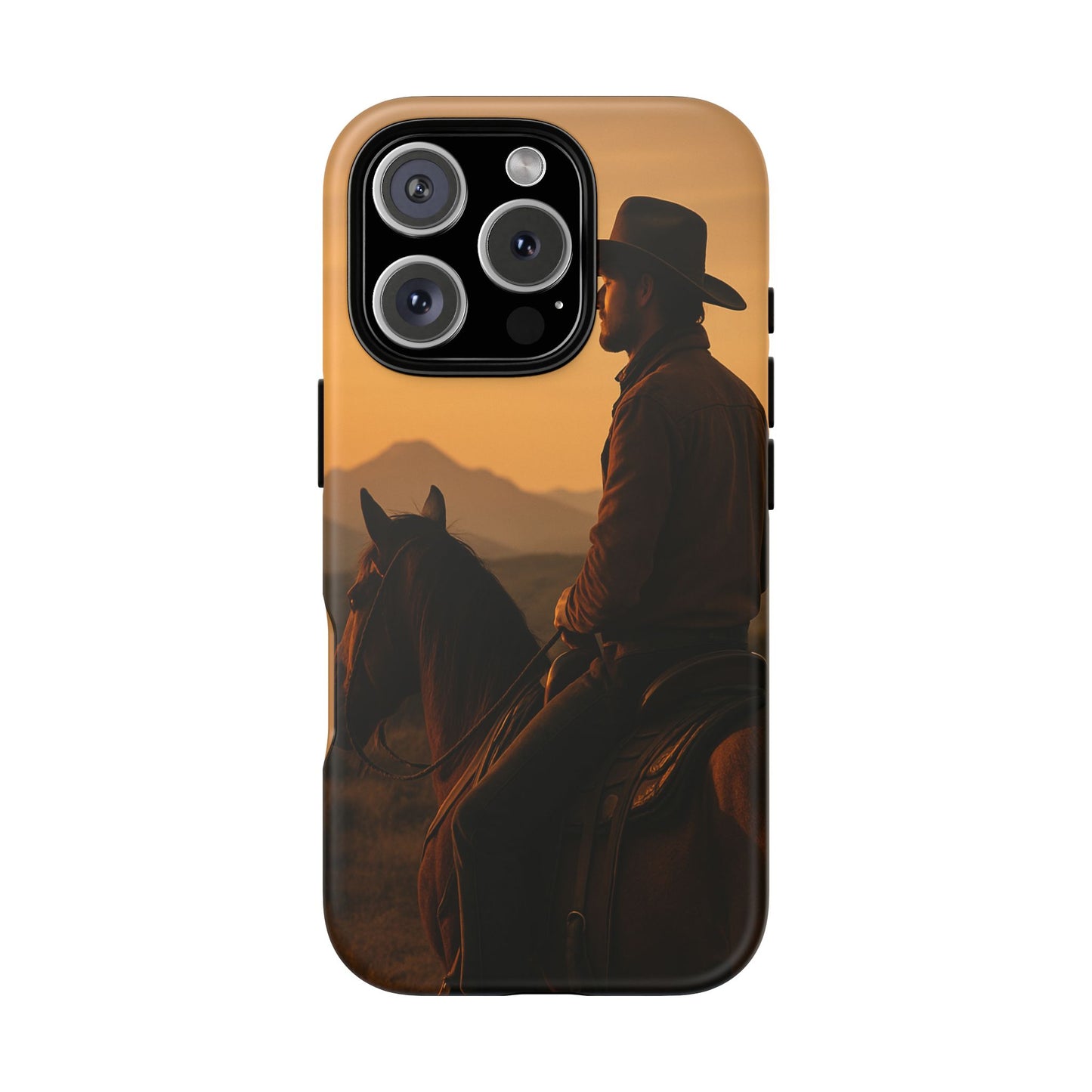 Western Cowboy Sunset Phone Case | Horse Rider Desert Aesthetic Tough Protective Case