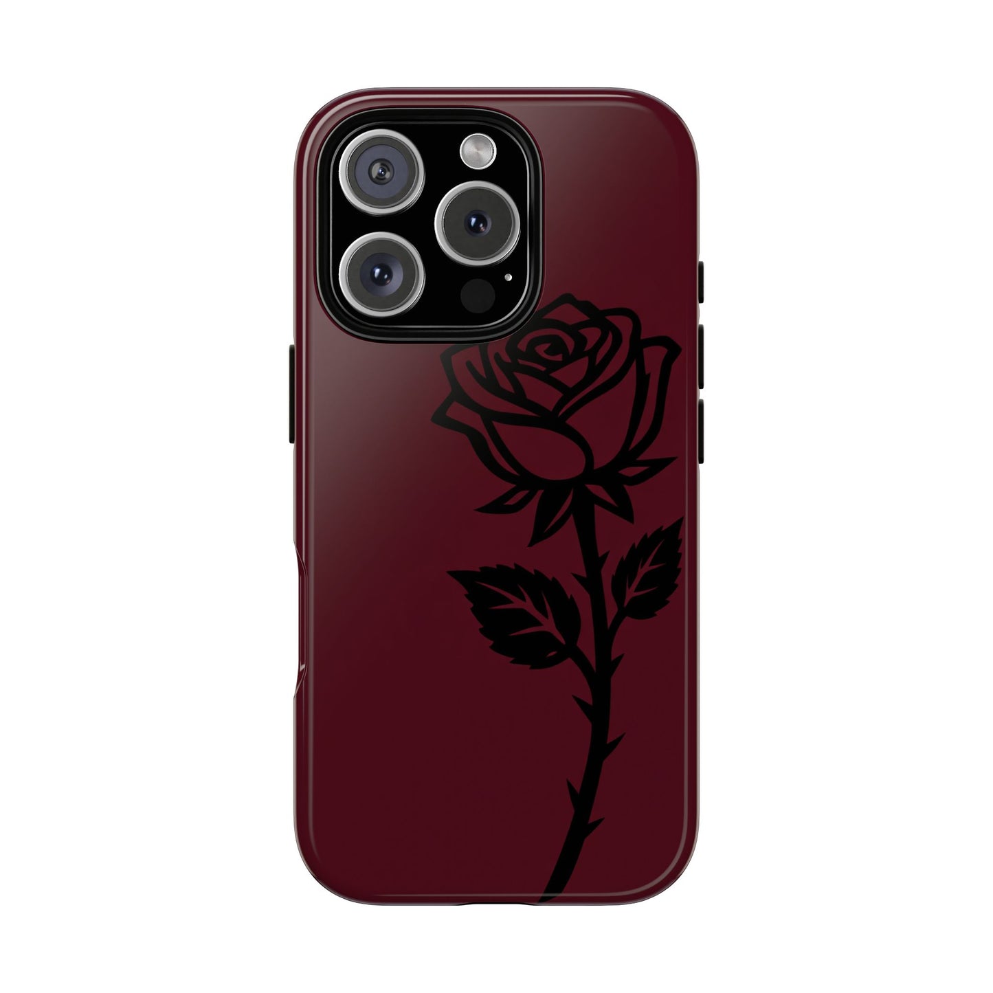 Black Rose Burgundy iPhone Case | Dark Aesthetic Shockproof Protective Cover