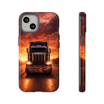 Big Rig Truck Phone Case Sunset Highway Semi Truck iPhone Samsung Cover