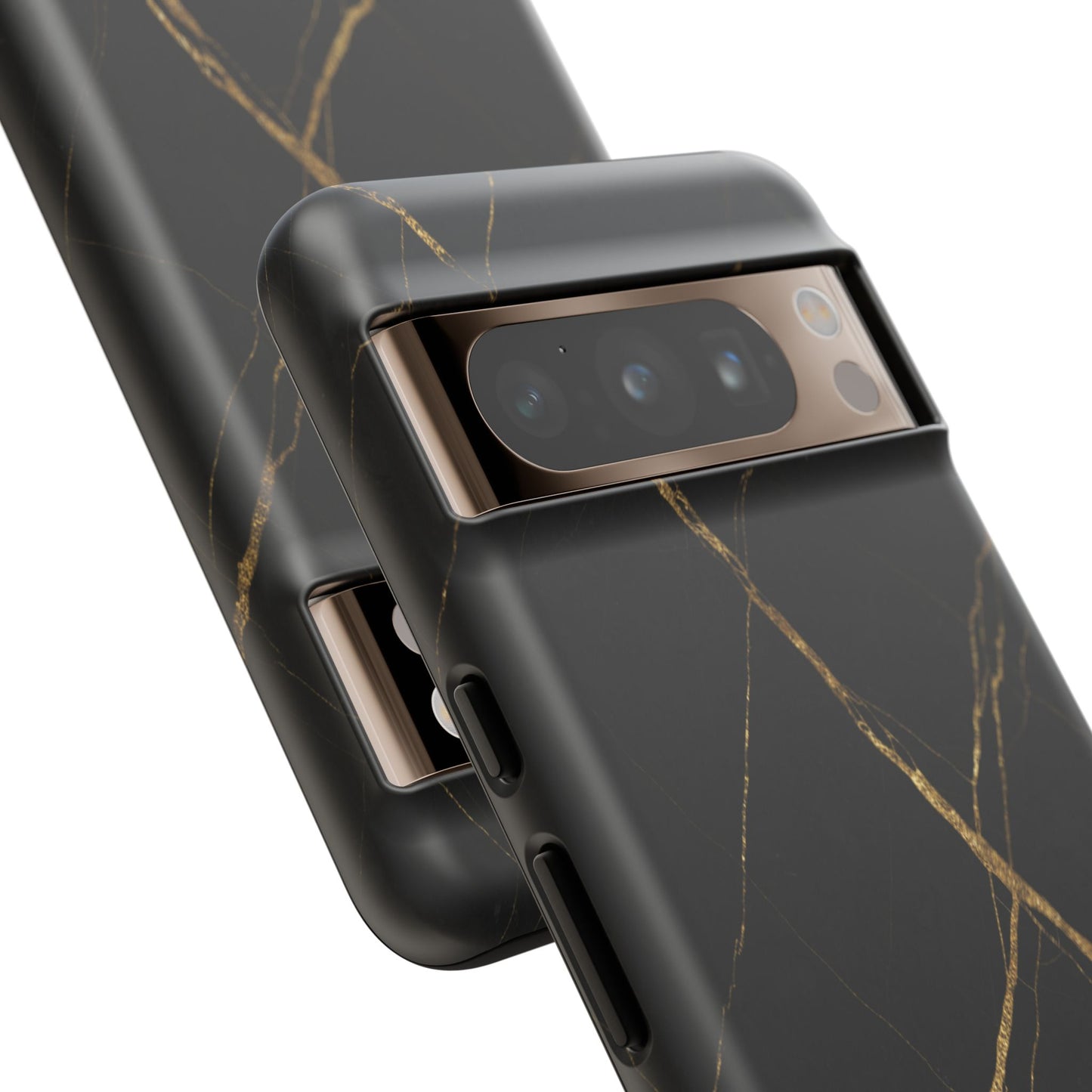 Black Marble Phone Case with Gold Veins – Luxury Minimal Aesthetic Tough Case