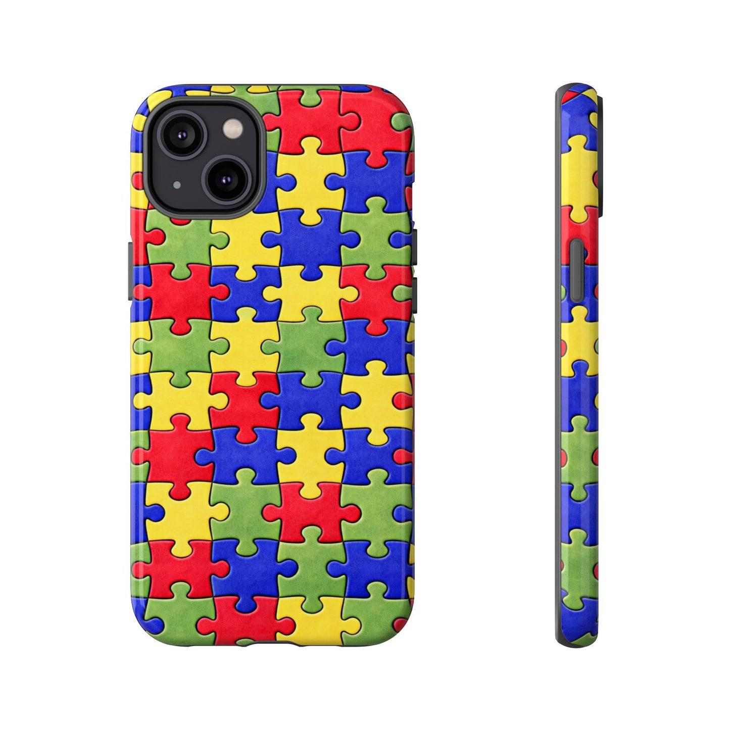 Colorful Puzzle Phone Case, Autism Awareness Jigsaw Design, Tough Protective Case, iPhone & Samsung Case, Vibrant Puzzle Pattern