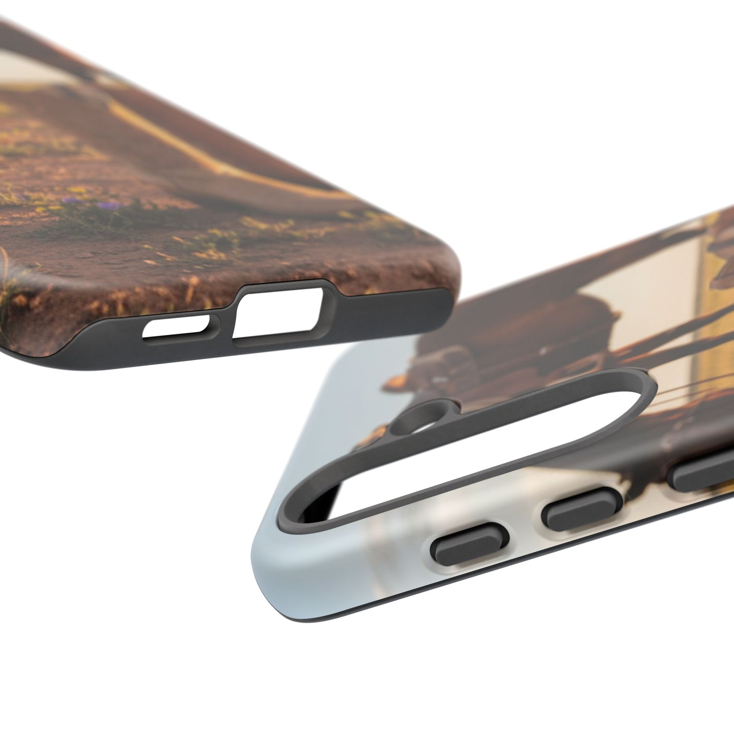 Western Cowboy Boots Phone Case – Rustic Horse Sunset Tough Case (iPhone, Samsung, Pixel)