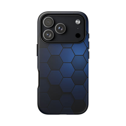 Blue Hexagon Gradient Phone Case | Honeycomb Geometric Tech Aesthetic | Minimalist Tough Case for iPhone & Samsung